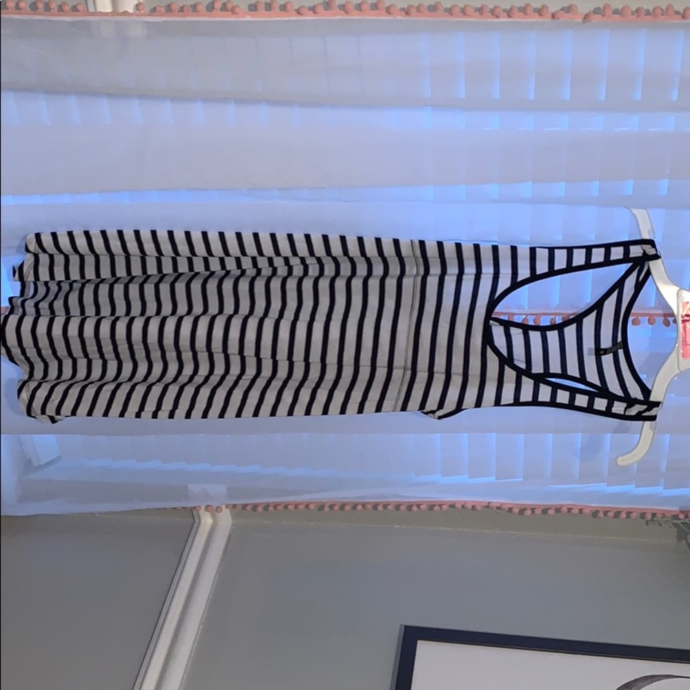 Navy white striped dress